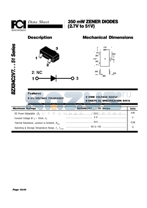 BXZ84C3V9 datasheet - 350 mW ZENER DIODES (2.7V to 51V) 5 VOLTAGE TOLERANCE