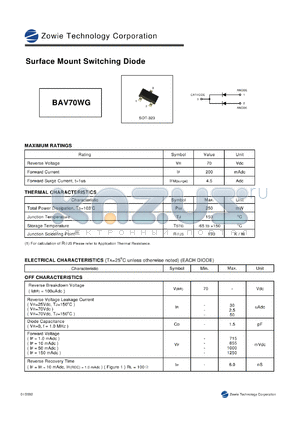 BAV70WG datasheet - Surface Mount Switching Diode