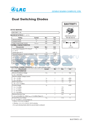 BAV70WT1 datasheet - Dual Switching Diodes