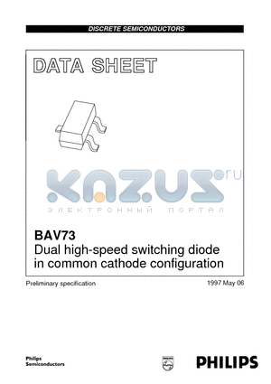 BAV73 datasheet - Dual high-speed switching diode in common cathode configuration