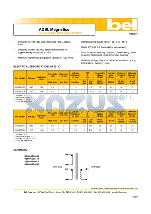 0560-6600-60 datasheet - ADSL Magnetics