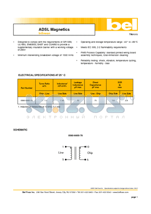0560-6600-78 datasheet - ADSL Magnetics Infineon