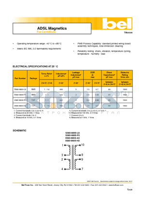 0560-6600-A5 datasheet - ADSL Magnetics For Centillium