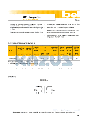 0560-6600-AA datasheet - ADSL Magnetics