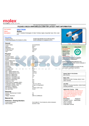 0561178228 datasheet - CRC Shielded Rectangular I/O Male Terminal, Signal, Sequential Type, Reel, Leadfree