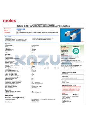 0561218728 datasheet - CRC Shielded Rectangular I/O Female Terminal, Signal, Low-Insertion Force Type,Bag