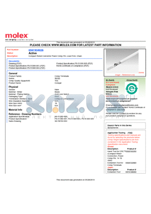 0561934028 datasheet - Compact Robot Connector Power Crimp Pin, Lead Free, Chain