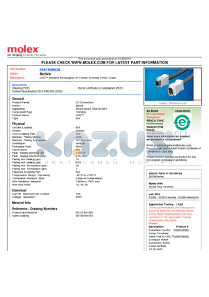 0561949028 datasheet - CRC Shielded Rectangular I/O Female Terminal, Power, Chain