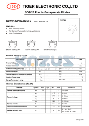 BAV99 datasheet - SOT-23 Plastic-Encapsulate Diodes (SWITCHING DIODE)