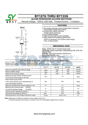 BY127G datasheet - GLASS PASSIVATED SILICON RECTIFIER