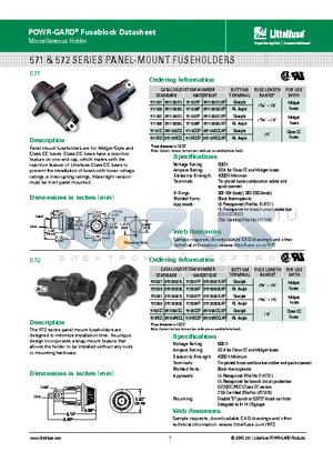 05710007L datasheet - 571 & 572 Series panel-mount fuseholders