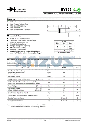BY133-TB datasheet - 1.0A HIGH VOLTAGE STANDARD DIODE