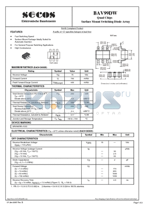 BAV99DW datasheet - Surface Mount Switching Diode Array