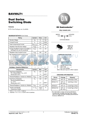 BAV99LT1 datasheet - Dual Series Switching Diode