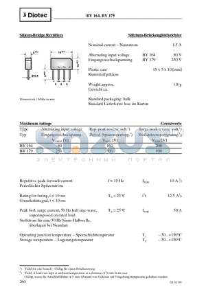 BY164 datasheet - Silicon-Bridge Rectifiers