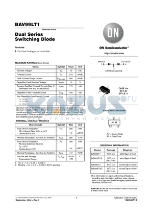 BAV99LT3G datasheet - Monolithic Dual Switching Diode