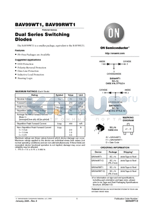 BAV99RWT1 datasheet - Dual Series Switching Diodes