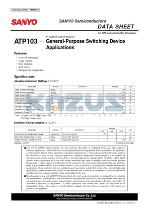 ATP103 datasheet - General-Purpose Switching Device Applications