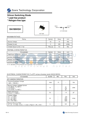BAV99WGH datasheet - Silicon Switching Diode Lead free product Halogen-free type