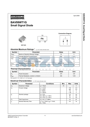 BAV99WT1G datasheet - Small Signal Diode