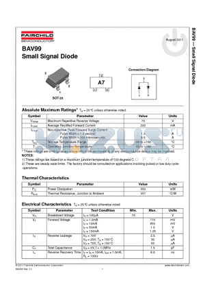 BAV99_11 datasheet - Small Signal Diode