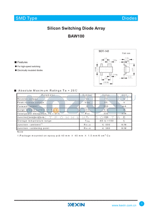BAW100 datasheet - Silicon Switching Diode Array