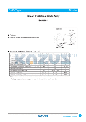 BAW101 datasheet - Silicon Switching Diode Array