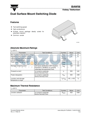 BAW56 datasheet - Dual Surface Mount Switching Diode