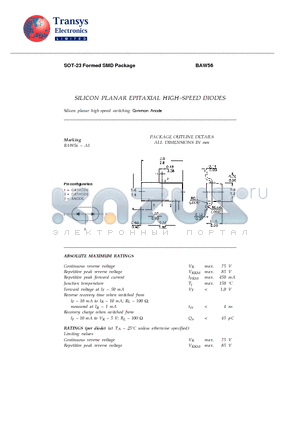 BAW56 datasheet - SILICON PLANAR EPITAXIAL HIGH-SPEED DIODES