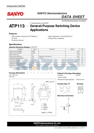 ATP113_12 datasheet - General-Purpose Switching Device Applications