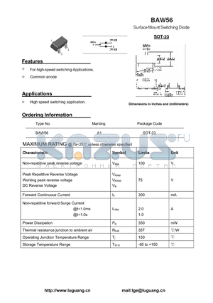 BAW56 datasheet - Surface Mount Switching Diode