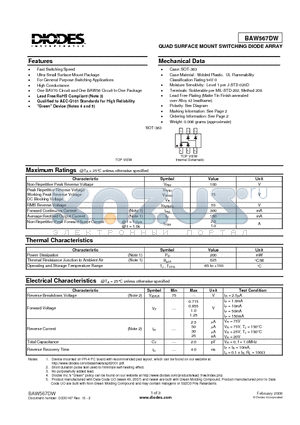 BAW567DW datasheet - QUAD SURFACE MOUNT SWITCHING DIODE ARRAY