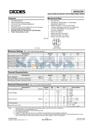BAW567DW-7-F datasheet - QUAD SURFACE MOUNT SWITCHING DIODE ARRAY
