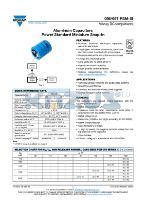 057PSM-SI datasheet - Aluminum Capacitors Power Standard Miniature Snap-In
