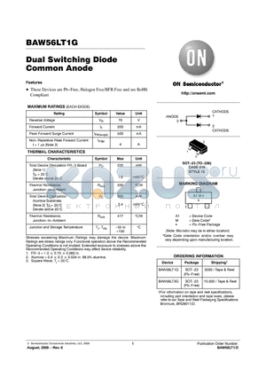 BAW56LT1G datasheet - Dual Switching Diode Common Anode