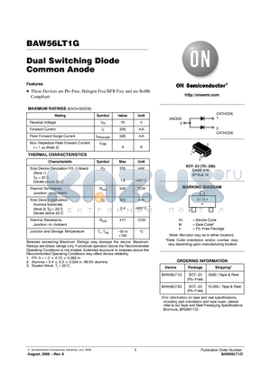 BAW56LT3G datasheet - Dual Switching Diode Common Anode