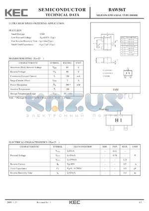 BAW56T datasheet - SILICON EPITAXIAL TYPE DIODE