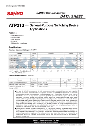 ATP213 datasheet - General-Purpose Switching Device Applications