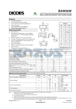 BAW56W datasheet - DUAL SURFACE MOUNT SWITCHING DIODE