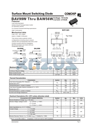 BAW56W datasheet - Surface Mount Switching Diode