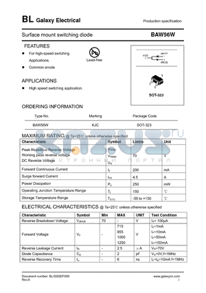 BAW56W datasheet - Surface mount switching diode