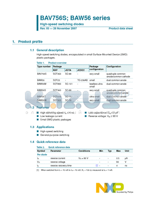 BAW56W datasheet - High-speed switching diodes