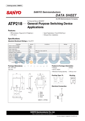 ATP218 datasheet - General-Purpose Switching Device Applications