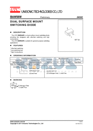 BAW56W datasheet - DUAL SURFACE MOUNT SWITCHING DIODE