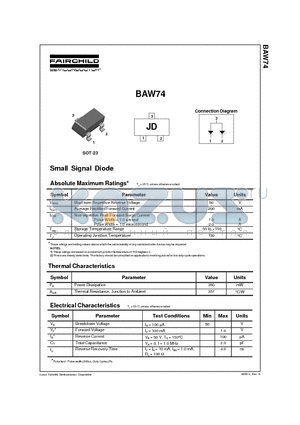 BAW74 datasheet - Small Signal Diode