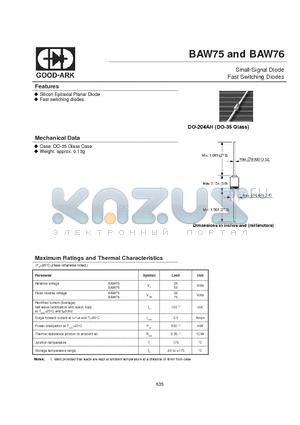 BAW75 datasheet - Small-Signal Diode