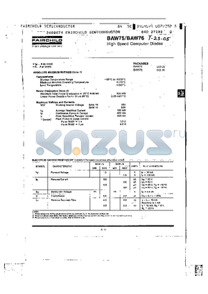 BAW75 datasheet - High Speed Computer Diodes