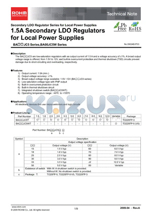 BAXXJC5_09 datasheet - 1.5A Secondary LDO Regulators for Local Power Supplies