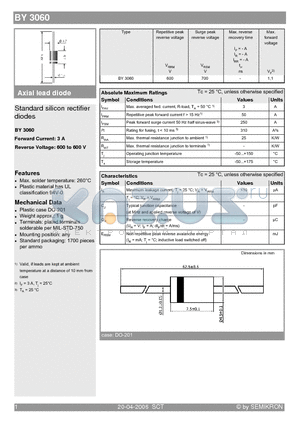 BY3060_06 datasheet - Standard silicon rectifier diodes