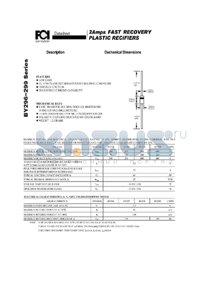 BY299 datasheet - 2Amps FAST RECOVERY PLASTIC RECIFIERS